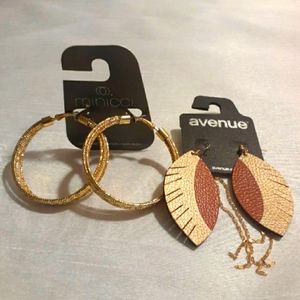 2 pr gold tone earrings